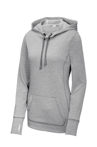 Sport-Tek Ladies PosiCharge Tri-Blend Wicking Fleece Hooded Pullover