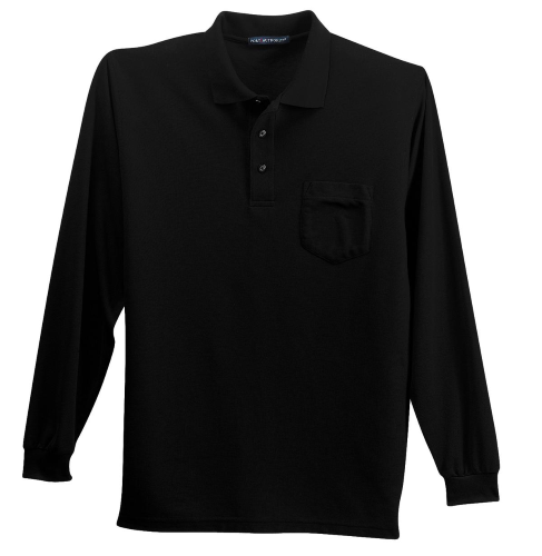 Port Authority Long Sleeve Silk Touch Polo with Pocket