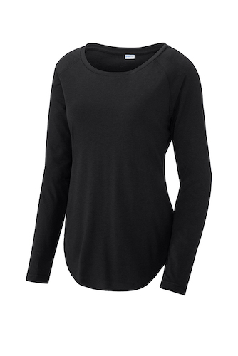 Sport-Tek Ladies PosiCharge Tri-Blend Wicking Scoop Neck Raglan Tee