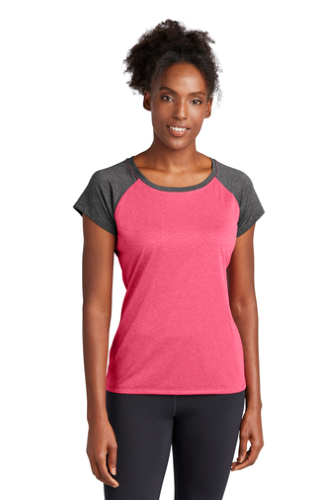 Sport-Tek Ladies Heather-On-Heather Contender Scoop Neck Tee