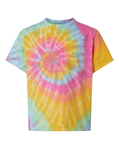Dyenomite Youth Multi-Color Spiral Tie-Dyed T-Shirt