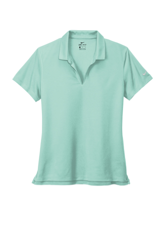 Mint green women's short sleeve performance polo shirt on a white background
