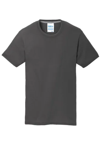 Dark gray short-sleeve crew neck T-shirt displayed on a white background