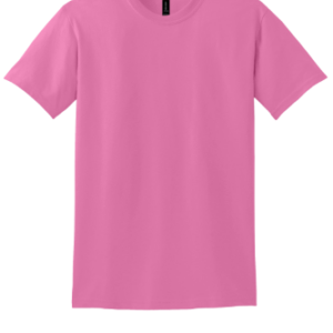 Pink plain crew neck t-shirt displayed on a transparent background