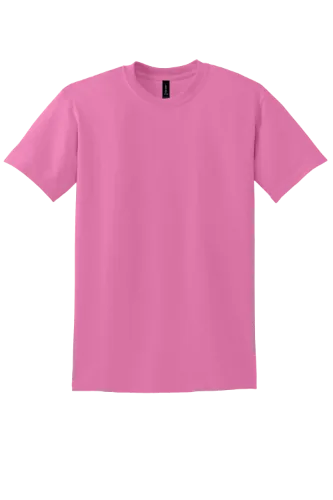 Pink plain crew neck t-shirt displayed on a transparent background