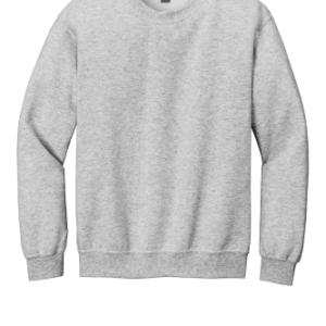 Light heather gray crew neck sweatshirt displayed on a white background