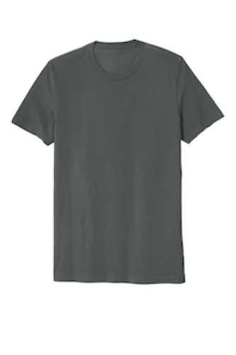 Charcoal gray crew neck t-shirt displayed on a white background