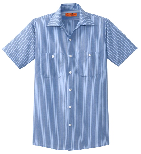Red Kap Short Sleeve Striped Industrial Work Shirt